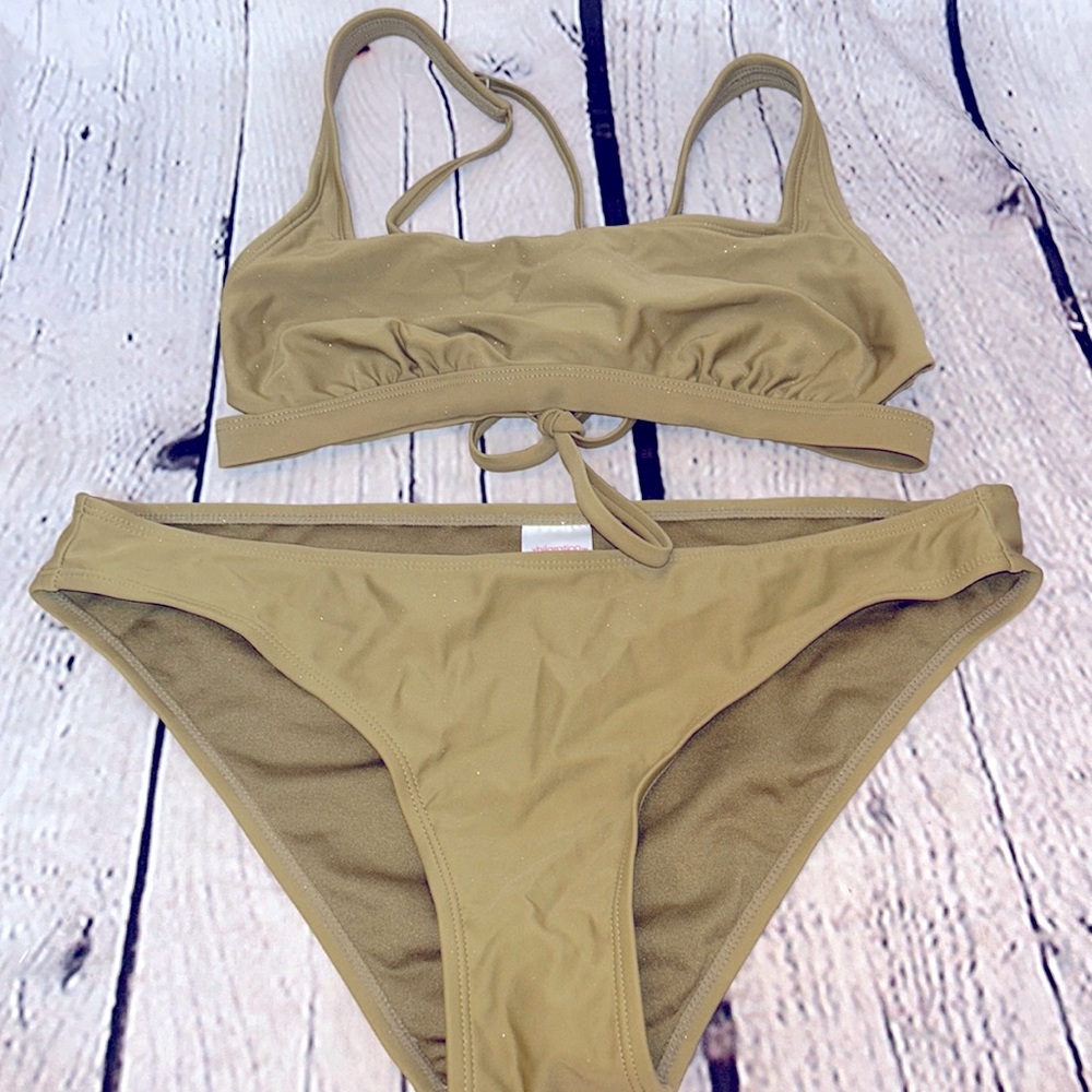 Xhilaration Green Glitter Bikini Swimsuit Set Size Large
